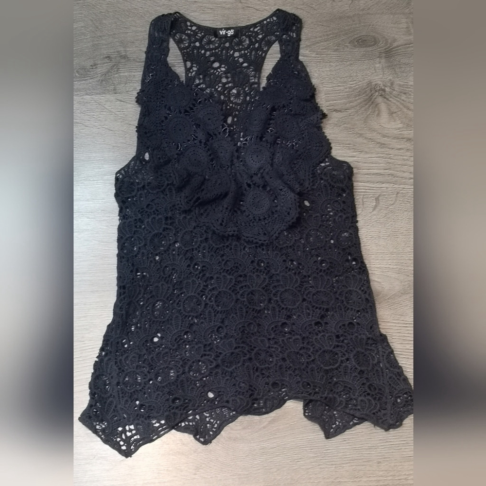 Upcycled Crochet Lace Ruffle Top - Picture 7 of 8